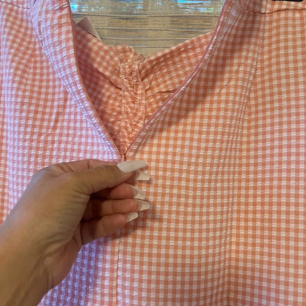 Mango Pink Checkered Midi Skirt Sz L
